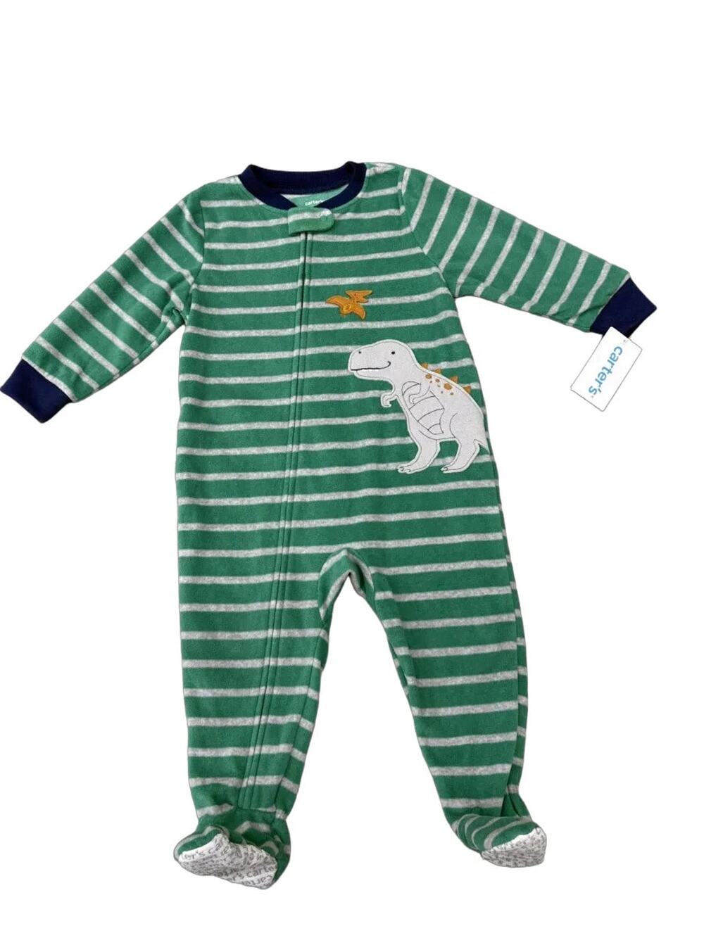 Carter's Dinosaur Print Fleece Footed Sleeper Pajama Green